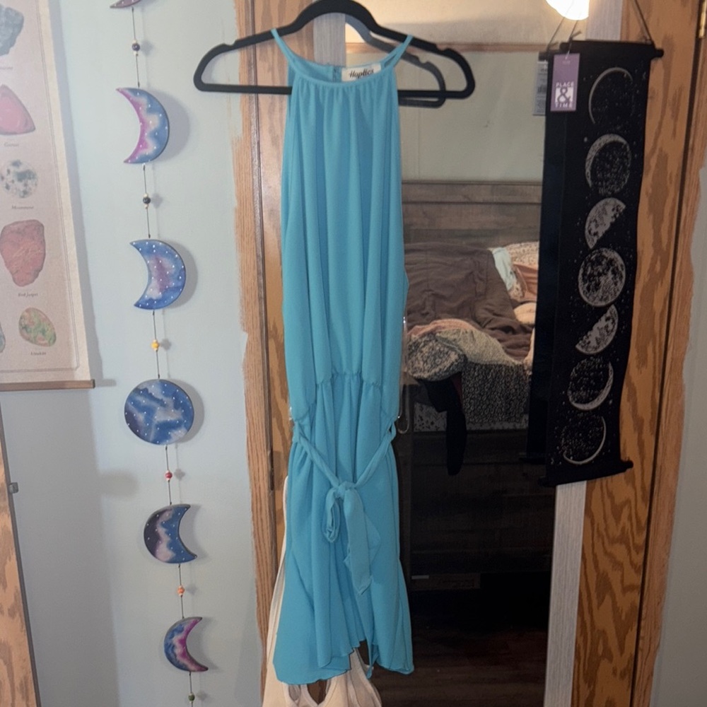 Elegant Blue Sleeveless Romper